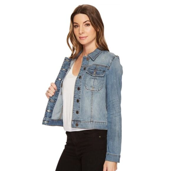 Kut from the Kloth Denim Blue Amelia Empathetic Medium Wash Jean Jacket Medium - Picture 4 of 15